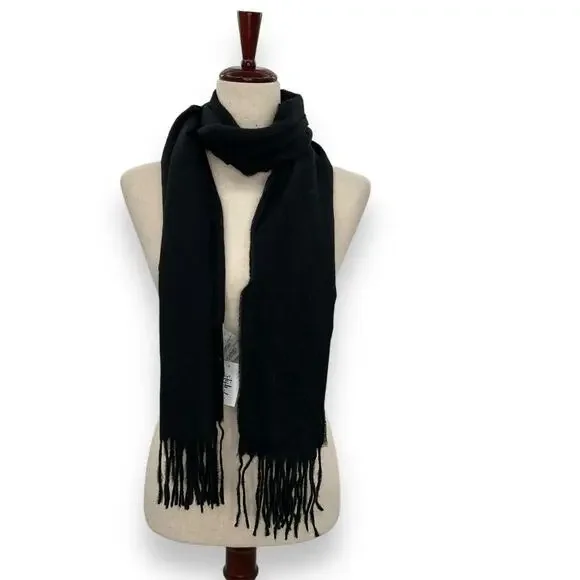 NEW Style & Co Black Fringe Trim Scarf Classic Quiet Luxury - Picture 4 of 12